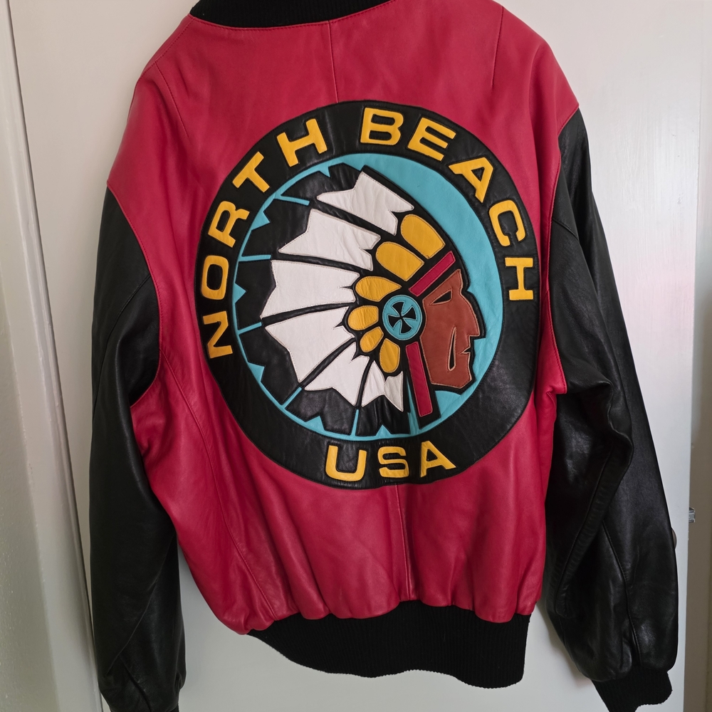 Michael Hoban North Beach USA Red and Black Leather Jacket